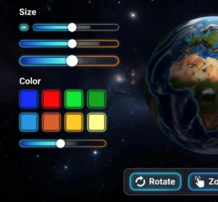 Interfejs personalizacji planet w Solar Smash