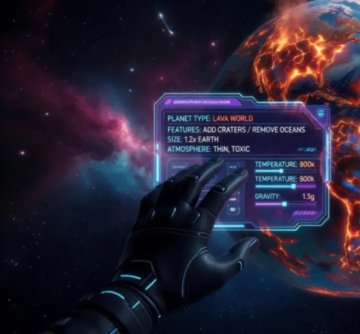 Ekran tworzenia i modyfikacji planet w Solar Smash